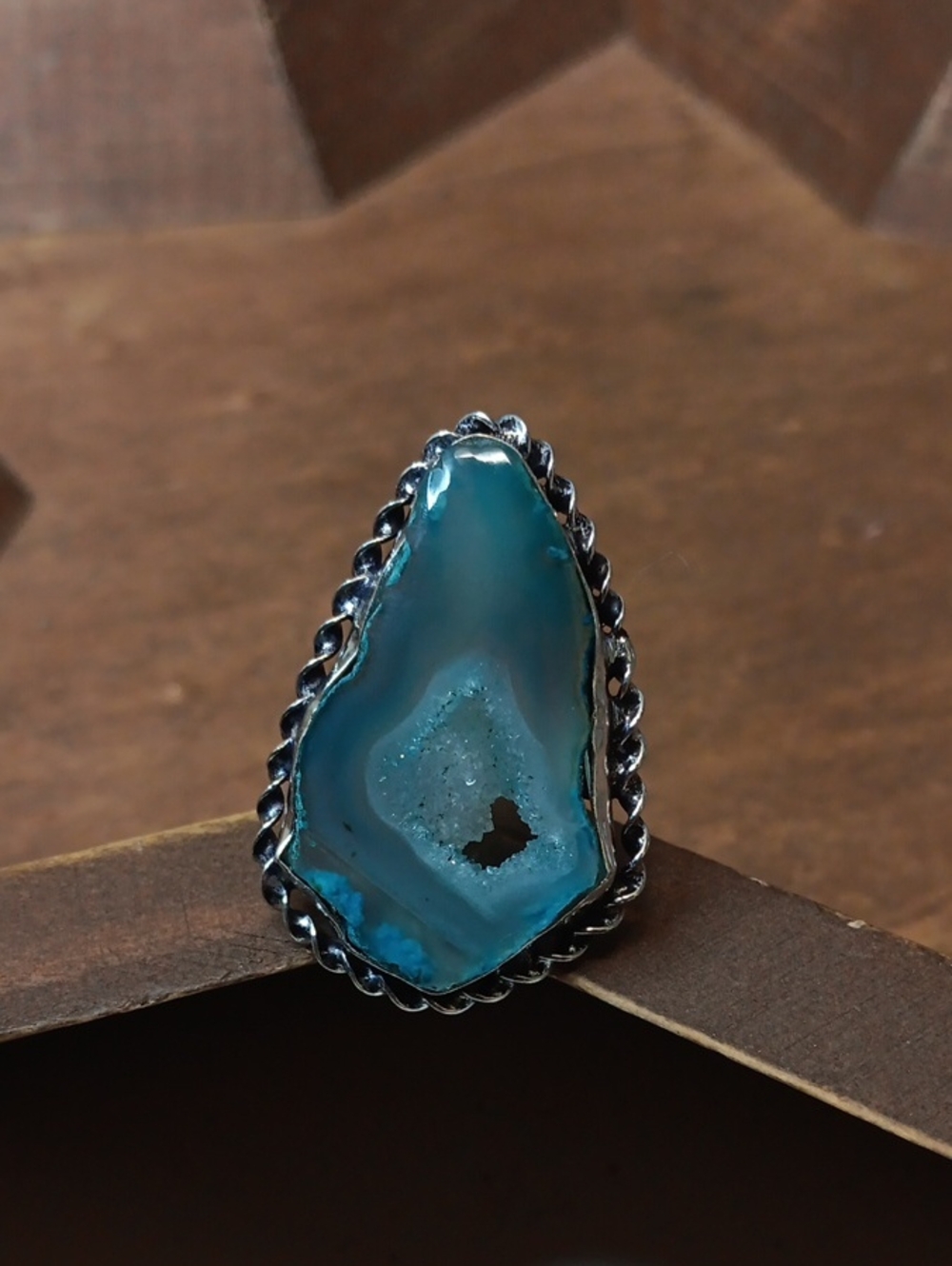 Blue Druzy Agate Statement Ring - Women Jewelry